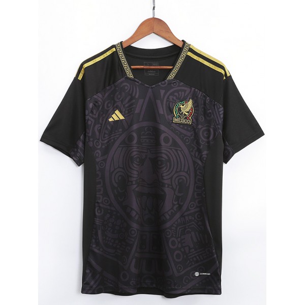 Mexico maillot d'entraînement uniforme de football d'avant-match vêtements de sport noirs pour hommes kit de football chemise haute 2023-2024